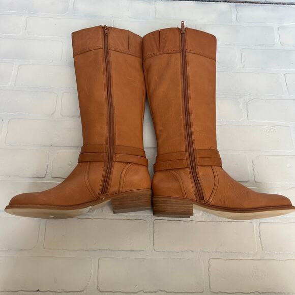 Lands End Women's Leather Toffee Colored Light Brown Knee High Boots -sz 6B - Picture 6 of 8